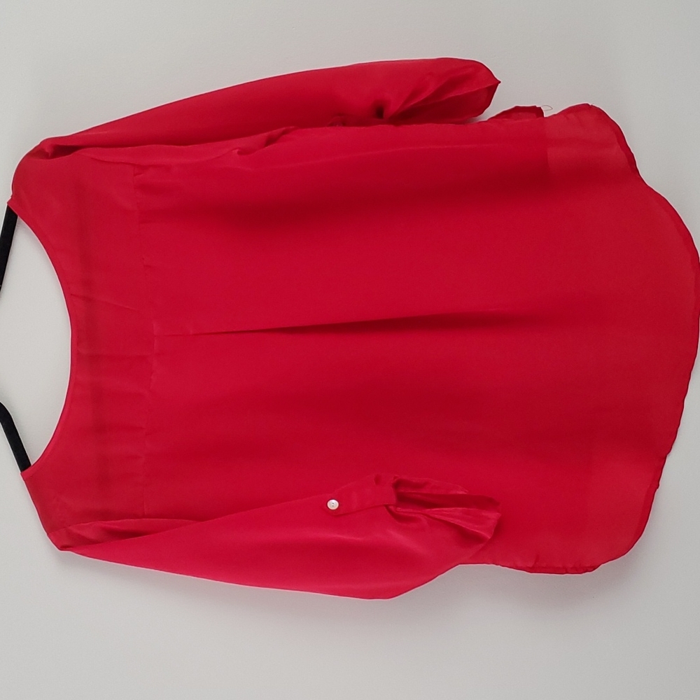 Red High-Low Blouse - Picture 2 of 6